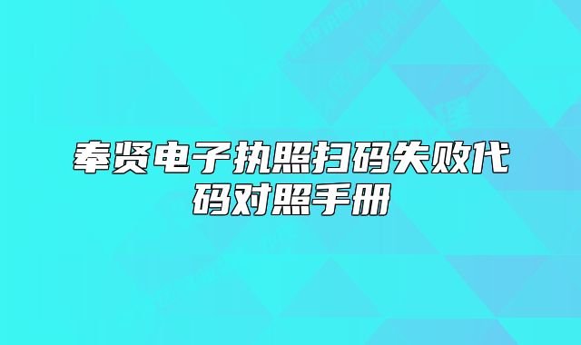 奉賢電子執(zhí)照掃碼失敗代碼對(duì)照手冊(cè)