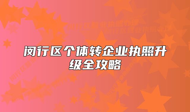 閔行區(qū)個體轉(zhuǎn)企業(yè)執(zhí)照升級全攻略