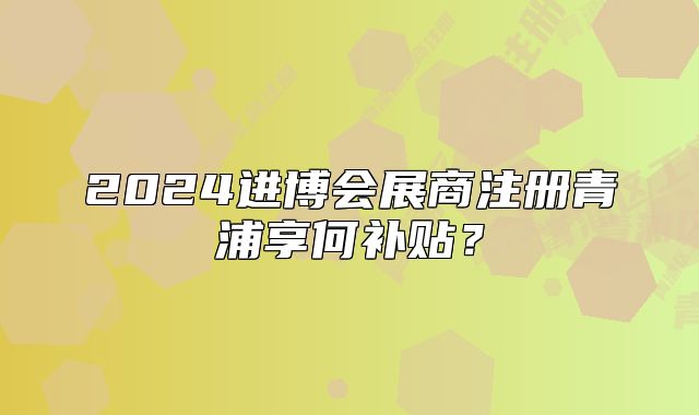 2024進(jìn)博會(huì)展商注冊(cè)青浦享何補(bǔ)貼？