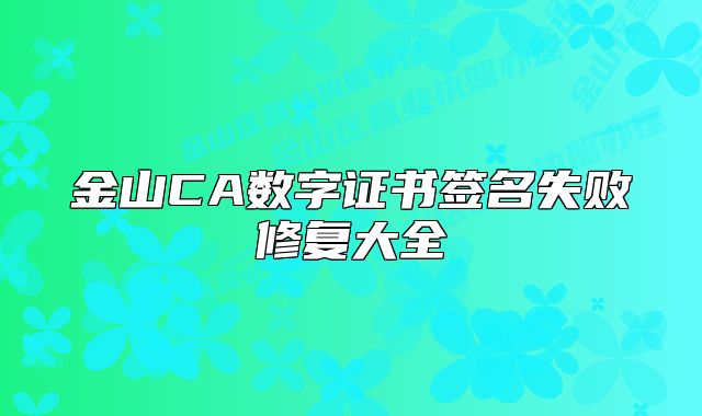 金山CA數(shù)字證書簽名失敗修復(fù)大全
