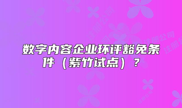 數(shù)字內(nèi)容企業(yè)環(huán)評豁免條件（紫竹試點）？