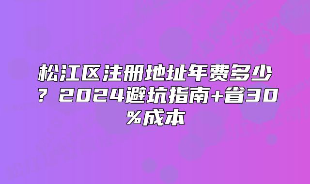 松江區(qū)注冊(cè)地址年費(fèi)多少？2024避坑指南