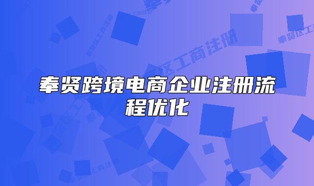 奉賢跨境電商企業(yè)注冊流程優(yōu)化