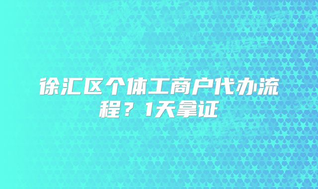 徐匯區(qū)個體工商戶代辦流程？1天拿證
