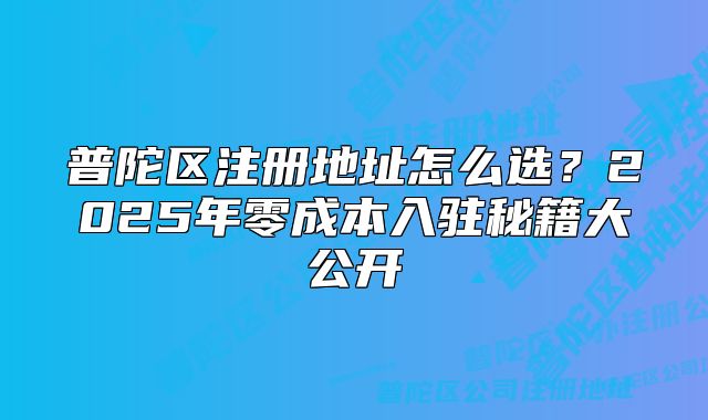 普陀區(qū)注冊地址怎么選？2025年零成本入駐秘籍大公開