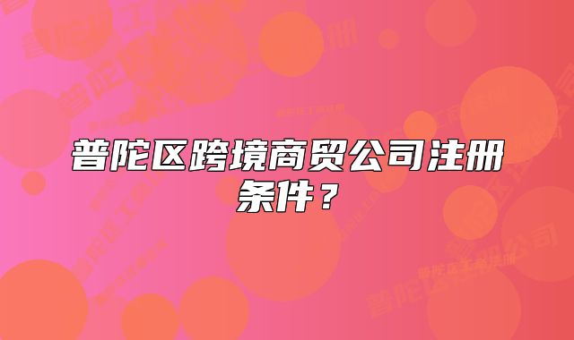 普陀區(qū)跨境商貿(mào)公司注冊條件？