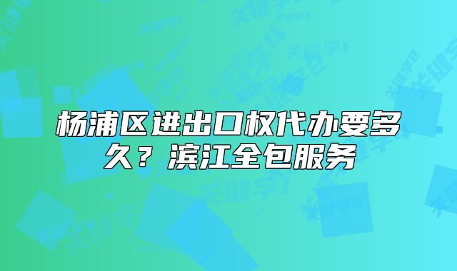 楊浦區(qū)進出口權(quán)代辦要多久？濱江全包服務(wù)