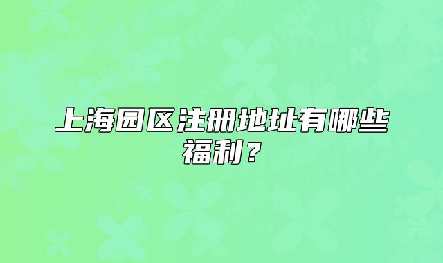 上海園區(qū)注冊(cè)地址有哪些福利？