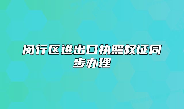 閔行區(qū)進(jìn)出口執(zhí)照權(quán)證同步辦理