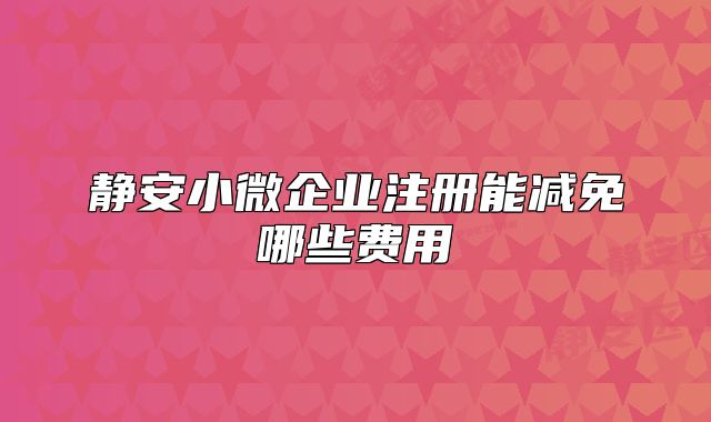 靜安小微企業(yè)注冊能減免哪些費用