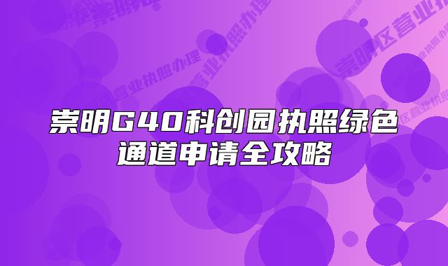 崇明G40科創(chuàng)園執(zhí)照綠色通道申請(qǐng)全攻略