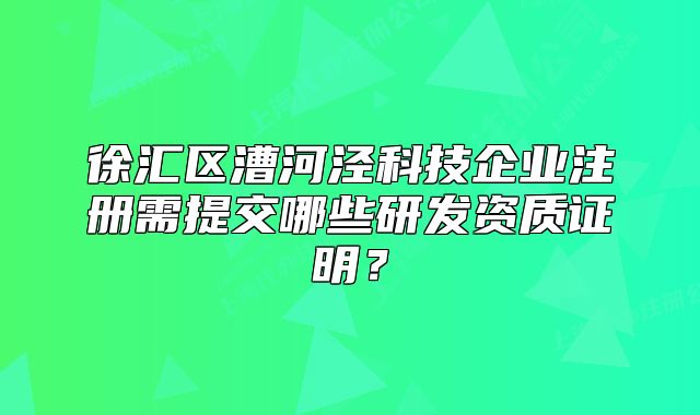 徐匯區(qū)漕河涇科技企業(yè)注冊需提交哪些研發(fā)資質(zhì)證明？