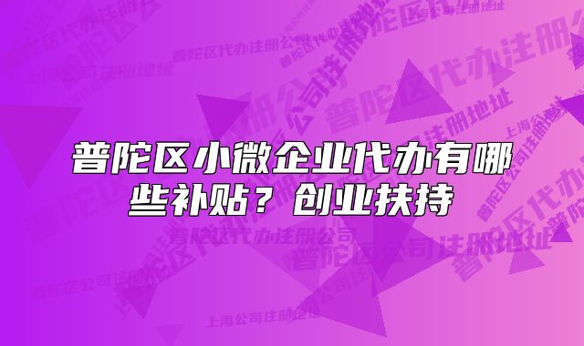 普陀區(qū)小微企業(yè)代辦有哪些補貼？創(chuàng)業(yè)扶持