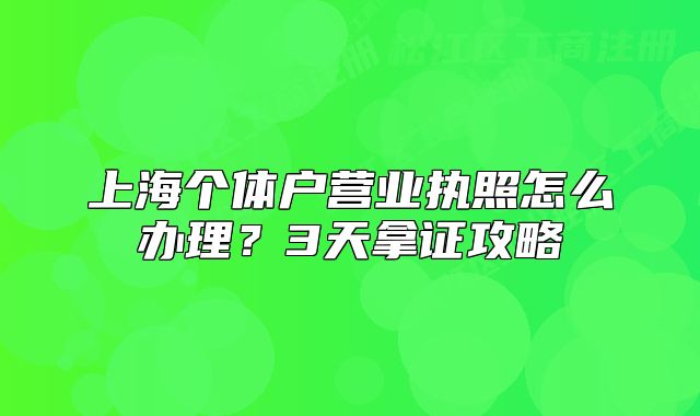上海個(gè)體戶營業(yè)執(zhí)照怎么辦理？3天拿證攻略