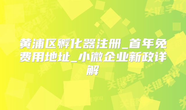 黃浦區(qū)孵化器注冊_首年免費用地址_小微企業(yè)新政詳解