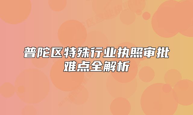普陀區(qū)特殊行業(yè)執(zhí)照審批難點(diǎn)全解析