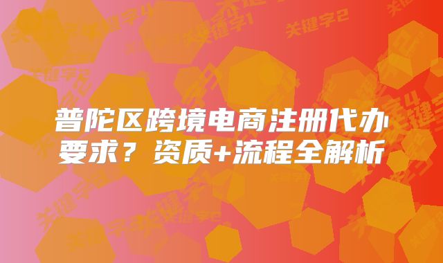 普陀區(qū)跨境電商注冊代辦要求？資質(zhì)+流程全解析