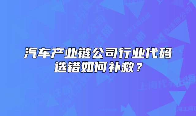 汽車產業(yè)鏈公司行業(yè)代碼選錯如何補救？