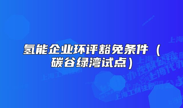 氫能企業(yè)環(huán)評豁免條件（碳谷綠灣試點(diǎn)）