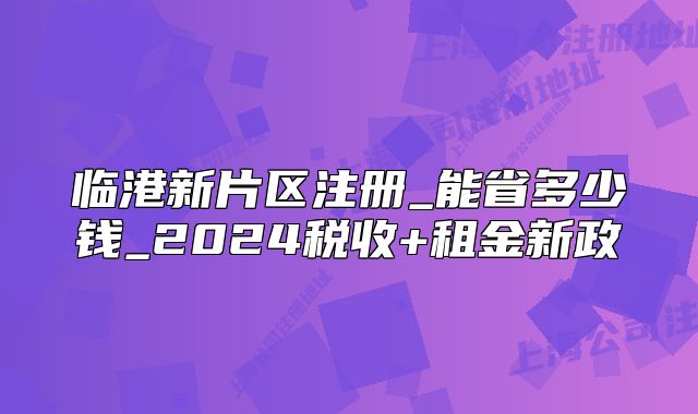 臨港新片區(qū)注冊(cè)_能省多少錢_2024稅收+租金新政