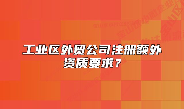 工業(yè)區(qū)外貿(mào)公司注冊(cè)額外資質(zhì)要求？