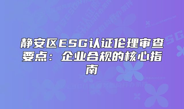靜安區(qū)ESG認證倫理審查要點：企業(yè)合規(guī)的核心指南