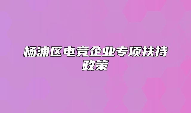楊浦區(qū)電競企業(yè)專項扶持政策