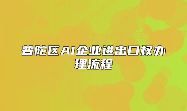 普陀區(qū)AI企業(yè)進出口權(quán)辦理流程