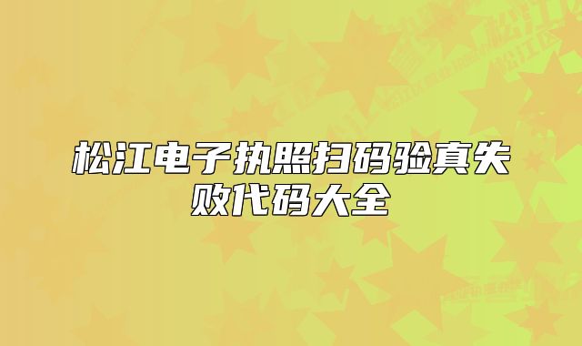 松江電子執(zhí)照掃碼驗真失敗代碼大全