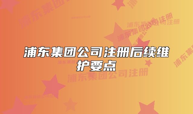 浦東集團公司注冊后續(xù)維護要點