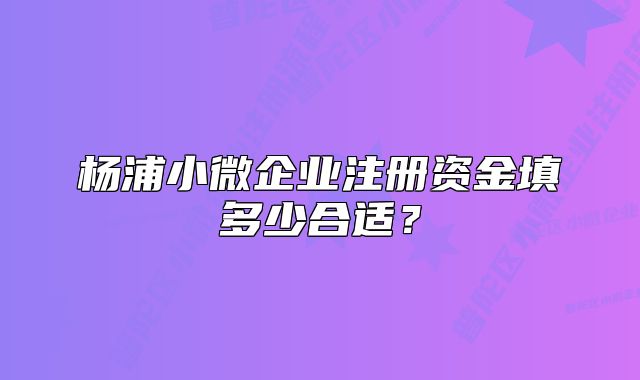 楊浦小微企業(yè)注冊資金填多少合適？