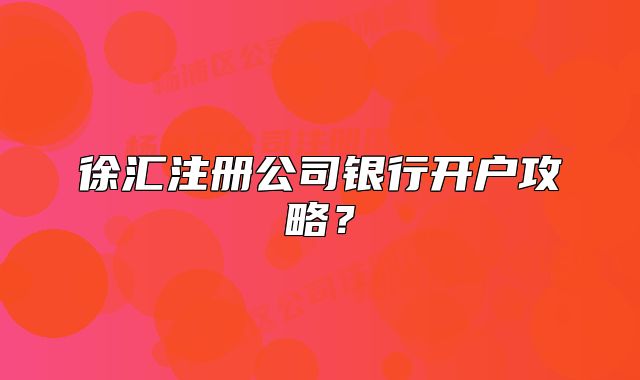 徐匯注冊公司銀行開戶攻略？