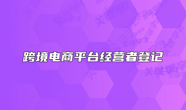 跨境電商平臺(tái)經(jīng)營(yíng)者登記