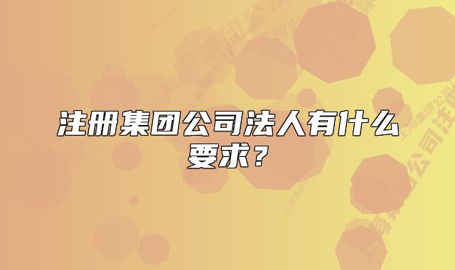 注冊(cè)集團(tuán)公司法人有什么要求？