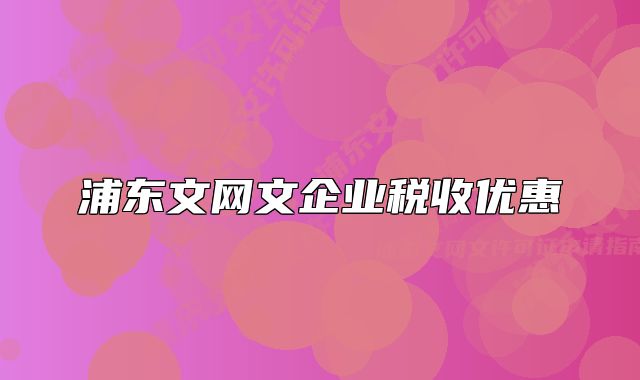 浦東文網(wǎng)文企業(yè)稅收優(yōu)惠