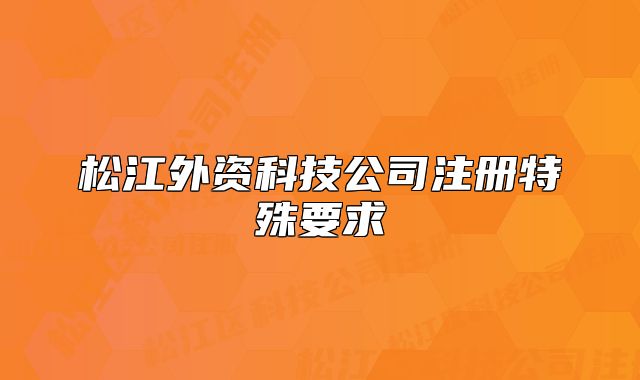 松江外資科技公司注冊特殊要求