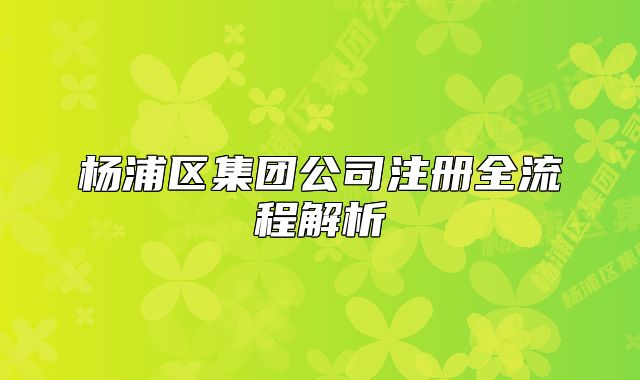 楊浦區(qū)集團(tuán)公司注冊全流程解析