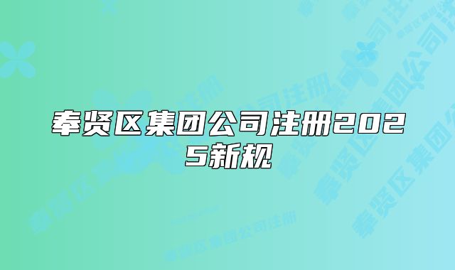 奉賢區(qū)集團公司注冊2025新規(guī)