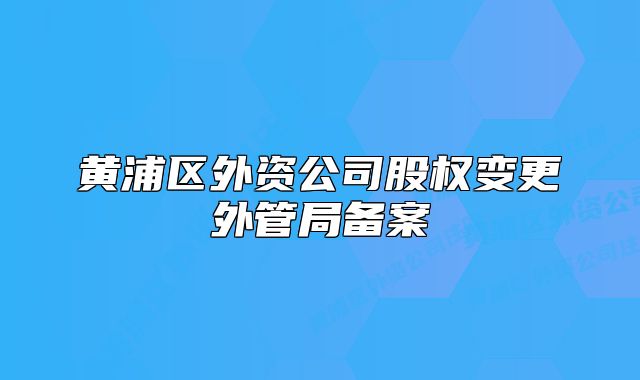 黃浦區(qū)外資公司股權(quán)變更外管局備案