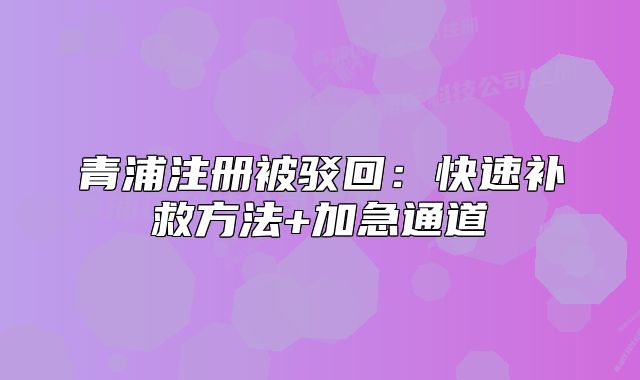 青浦注冊被駁回：快速補(bǔ)救方法+加急通道