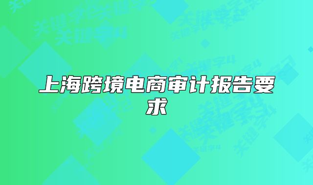 上海跨境電商審計(jì)報(bào)告要求