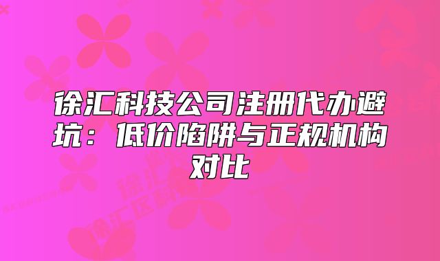 徐匯科技公司注冊代辦避坑：低價(jià)陷阱與正規(guī)機(jī)構(gòu)對比