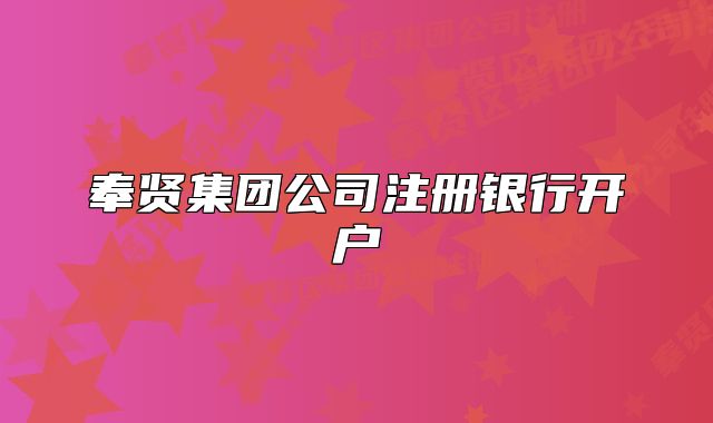 奉賢集團(tuán)公司注冊銀行開戶