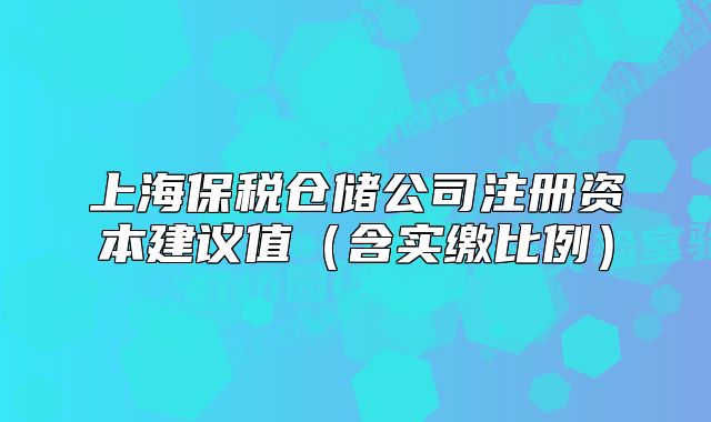 上海保稅倉儲公司注冊資本建議值（含實繳比例）
