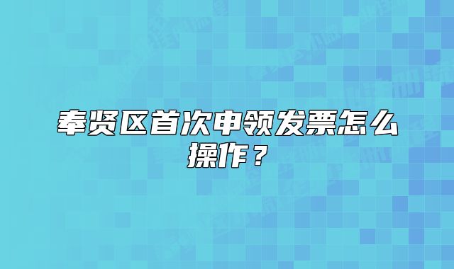 奉賢區(qū)首次申領(lǐng)發(fā)票怎么操作？