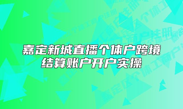 嘉定新城直播個體戶跨境結(jié)算賬戶開戶實操