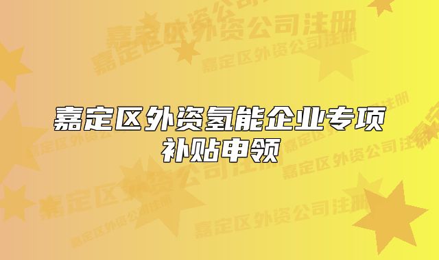 嘉定區(qū)外資氫能企業(yè)專項(xiàng)補(bǔ)貼申領(lǐng)