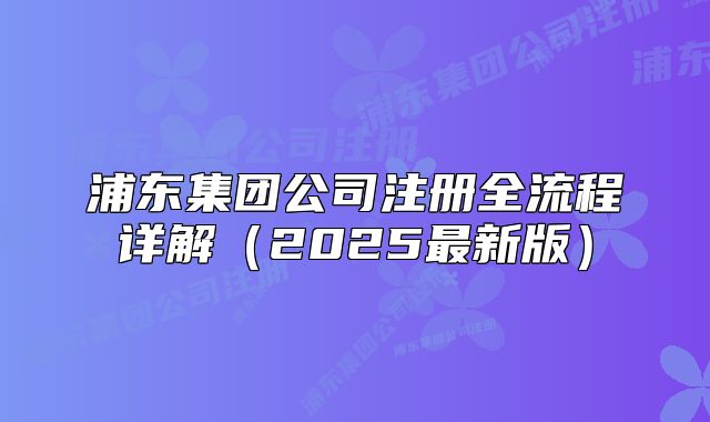 浦東集團(tuán)公司注冊(cè)全流程詳解（2025最新版）