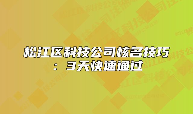 松江區(qū)科技公司核名技巧：3天快速通過