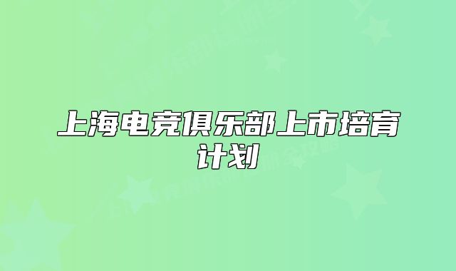 上海電競俱樂部上市培育計劃